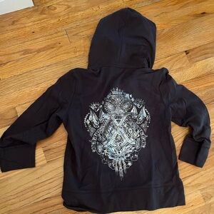 Vintage Express Black Hoodie with Silver Graphic